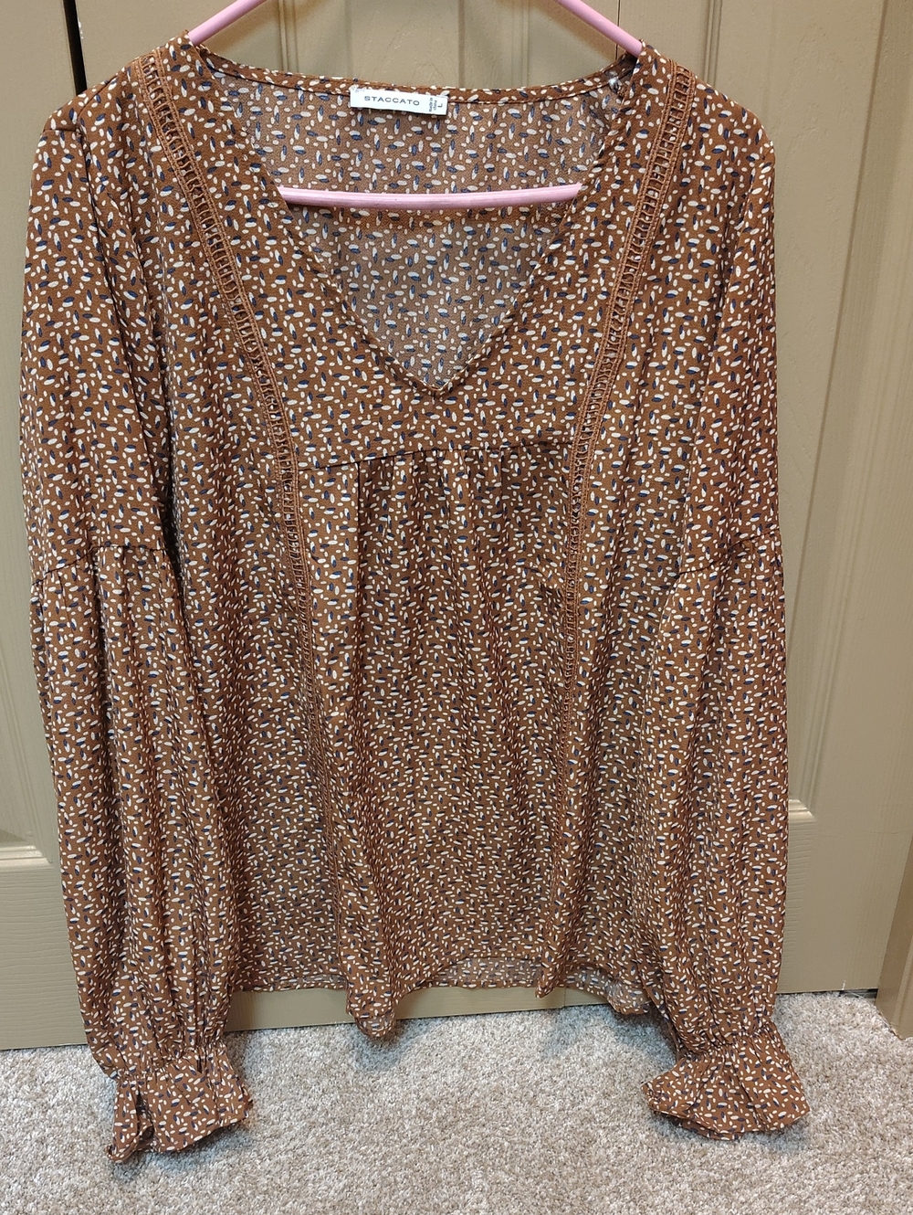 Staccato Brown Printed V-Neck Tunic with Delicate Trim